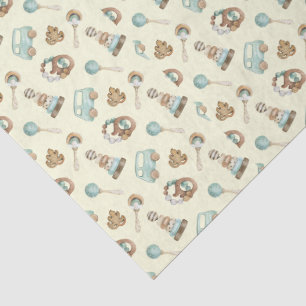 Tissue Paper (3) Vintage Toys Yellow Background