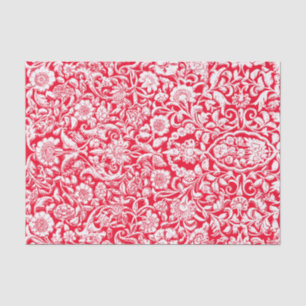 Tissue Paper Antique Floral Decoupage white red