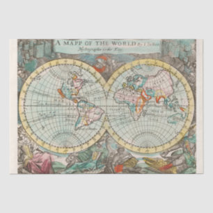TISSUE PAPER : ANTIQUE WORLD MAP