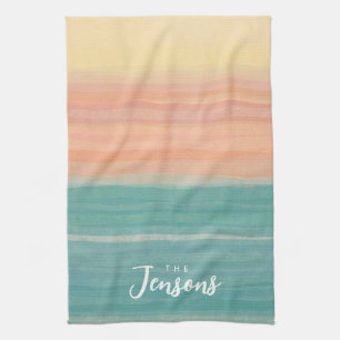 Tissue paper art sunset custom design kitchen towel