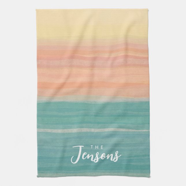 Tissue paper art sunset custom design kitchen towel (Vertical)