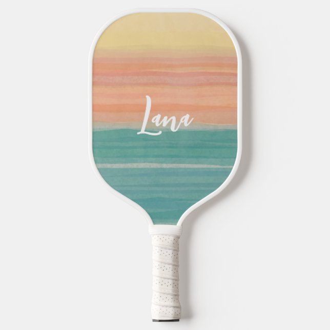 Tissue paper art sunset custom design pickleball paddle (Front)
