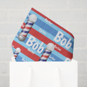 Tissue Paper, Barbershop BarberpoleRed White Blue  Paper