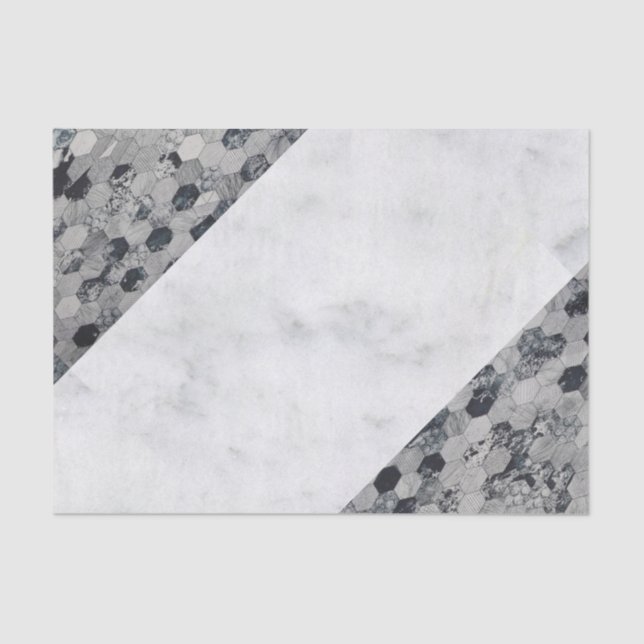 Tissue Paper Black Grey White Marble (Front)