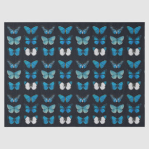TISSUE PAPER : BLUE BUTTERFLY CHART ON BLACK