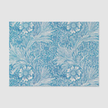 Tissue Paper Blue Ivory William Morris Floral