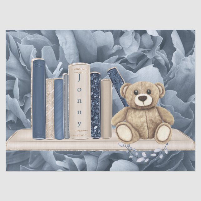 Tissue Paper Boy's Books and Teddy Bear (Front)