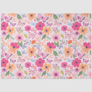 Tissue paper, Butterflies and Flowers Soft Pink Paper