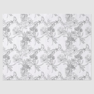 Tissue Paper Decoupage - B/W Floral Design