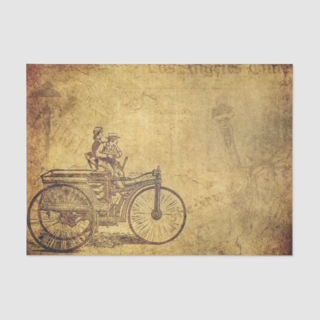 Tissue Paper Decoupage - Vintage Classic Car Old (Front)