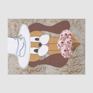 Tissue Paper Dog Strawberry Ice Cream