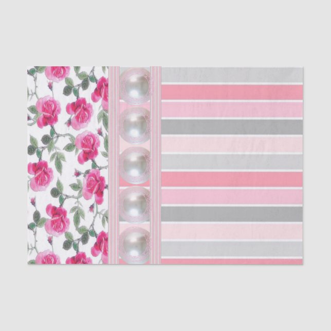 Tissue Paper Floral Pink Stripes (Front)