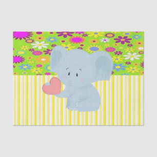 Tissue Paper Floral Yellow Stripes Elephant