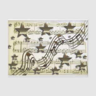 Tissue paper gold white star music notes