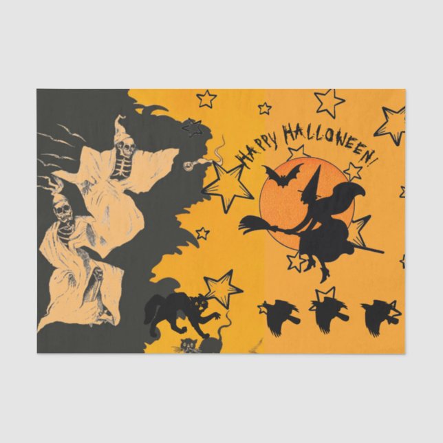TISSUE PAPER HALLOWEEN WITCH ON BROOM (Front)