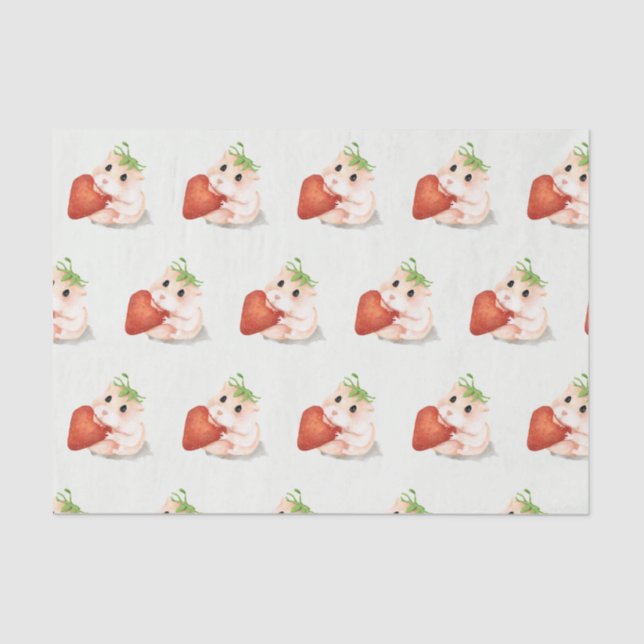 Tissue Paper HAMSTER WITH STRAWBERRY (Front)