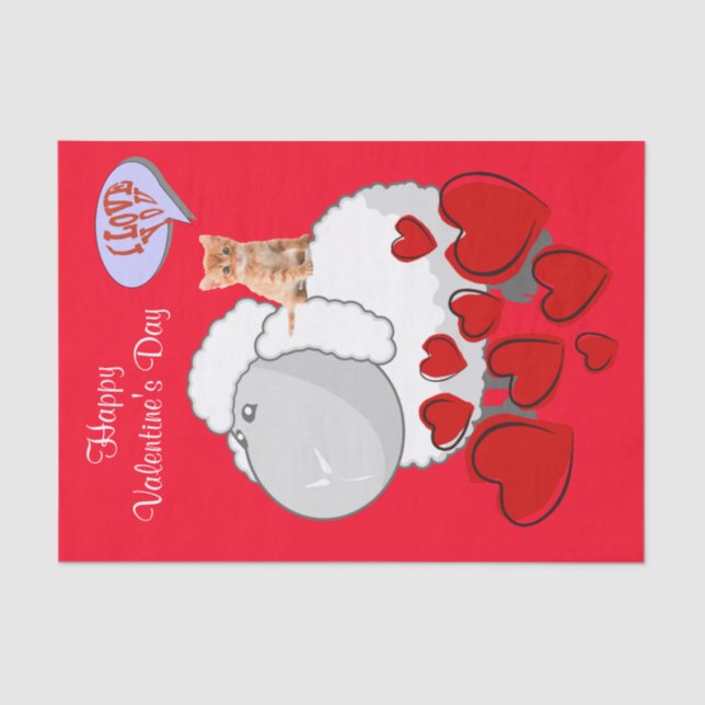 Tissue Paper Happy Valentine's Day Sheep Kitten (Front)