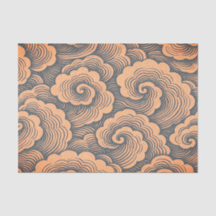 TISSUE PAPER JAPANESE WAVE PATTERN PINKS AND GRAY