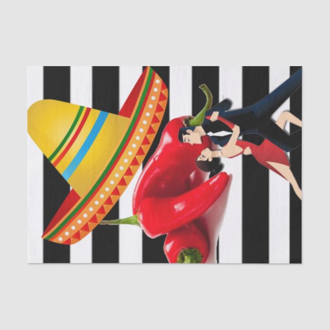 Tissue Paper Mexican Dancers Black Stripe (Front)
