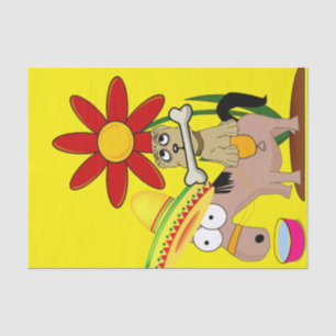 Tissue Paper Mexican Donkey Dog Sombrero Yellow