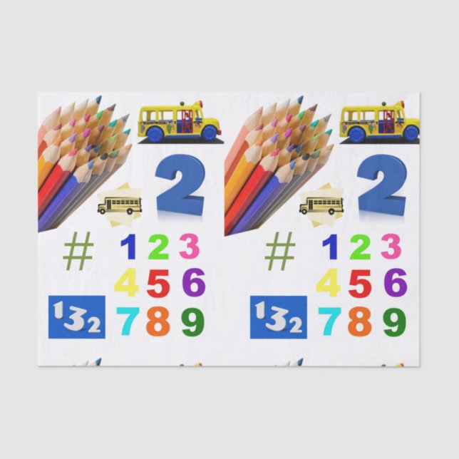 Tissue Paper Numbers School Bus (Front)