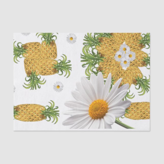 Tissue Paper Pineapples White Daisy (Front)