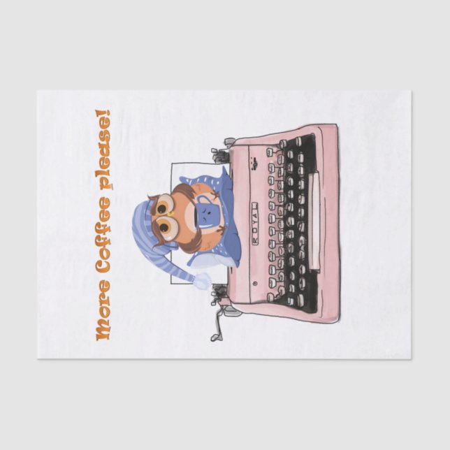 Tissue Paper Pink Typewriter More Coffee Please (Front)