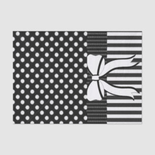 Tissue Paper Polkadot Stripes Bow Black White