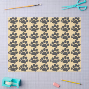Tissue Paper - Polydactyl Paw Print on Beige
