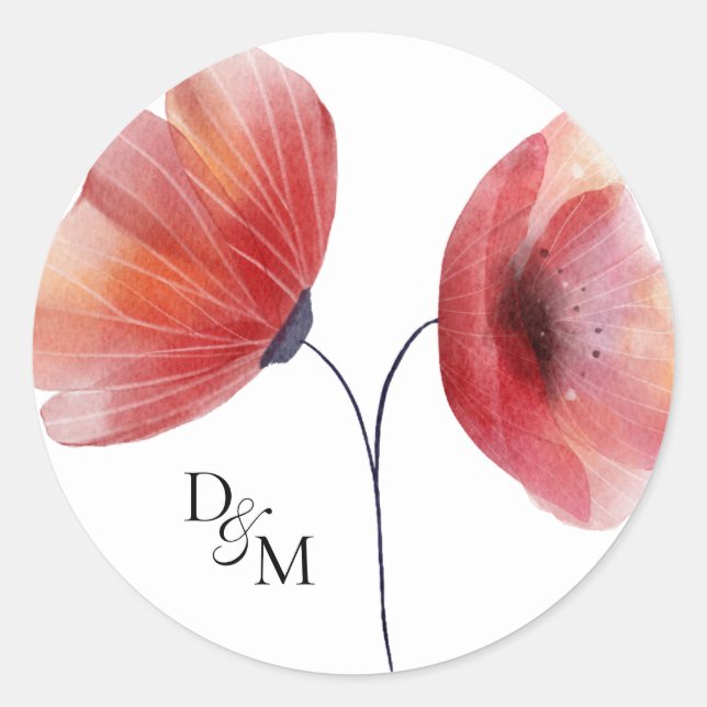 Tissue Paper Poppies  Classic Round Sticker (Front)