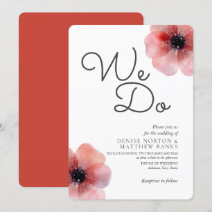 Tissue Paper Poppies Wedding Invitation