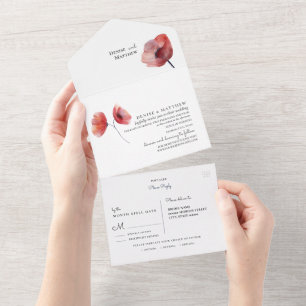 Tissue Paper Poppies Wedding Invitation