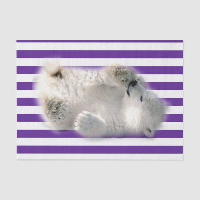 Tissue Paper Purple Stripes Polar Bear (Front)