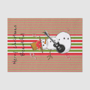 Tissue Paper Red Green White Stripe Snowman