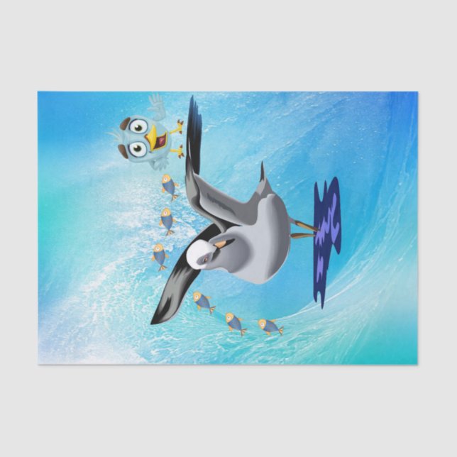 Tissue Paper Seagull Fish Bird Ocean Wave (Front)