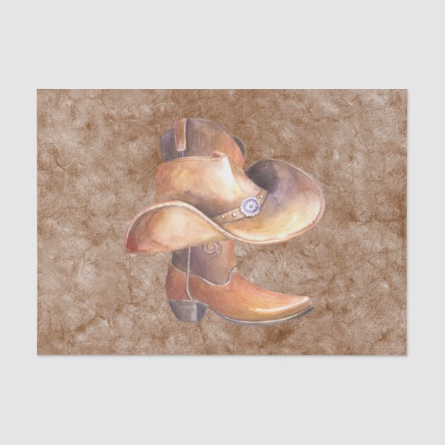 Tissue Paper Set (2) Cowboy's Boot & Hat on Paint (Front)