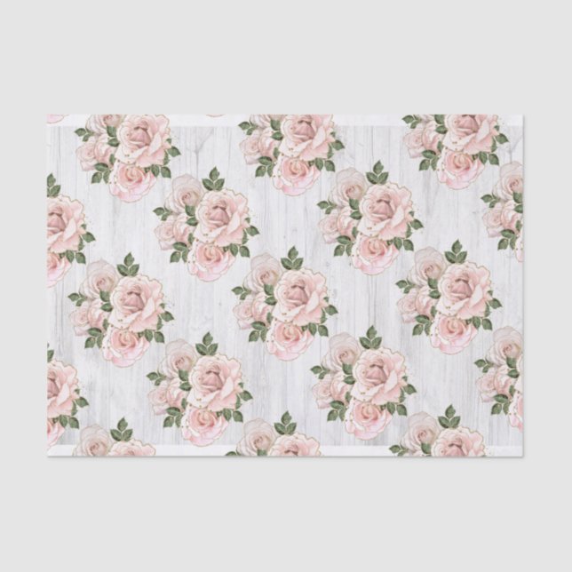 Tissue Paper Set Qty 2 Rustic Blush Roses (Front)