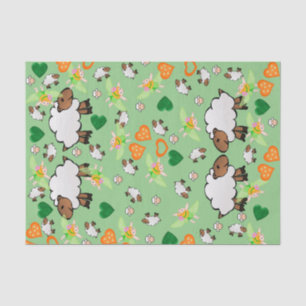 Tissue Paper Sheep Orange Green Hearts Fairy