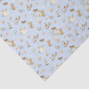 Tissue Paper sheets, Vintage Toys Blue Background