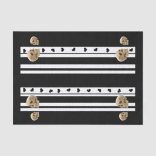 Tissue Paper Skulls Black Hearts Black WhiteStripe