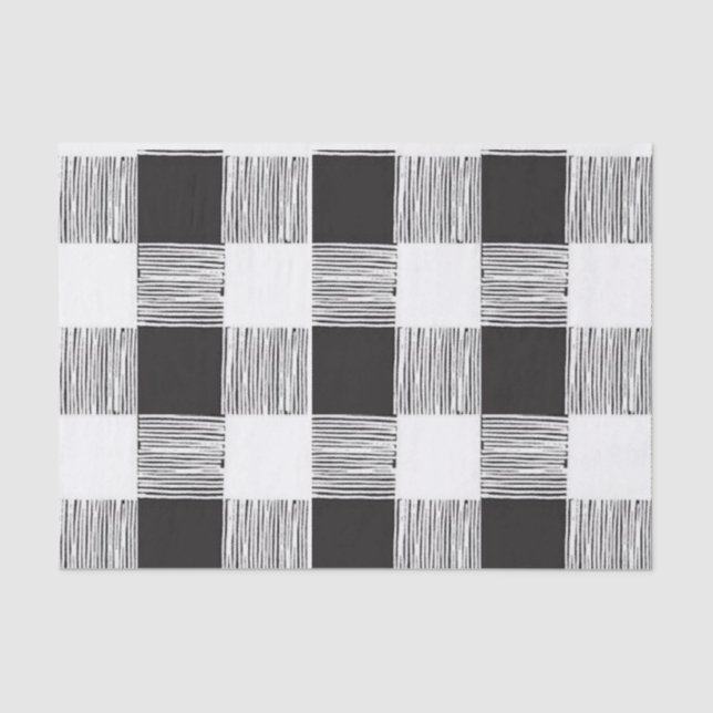 Tissue Paper Stripes Black and White Plaid (Front)