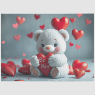 Tissue Paper Teddy with a Heart