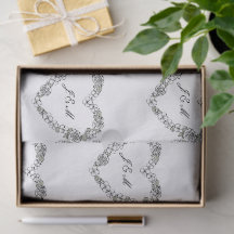 Tissue paper wedding black and white floral heart
