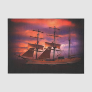 Tissue Paper with a Vintage Image of Schooner