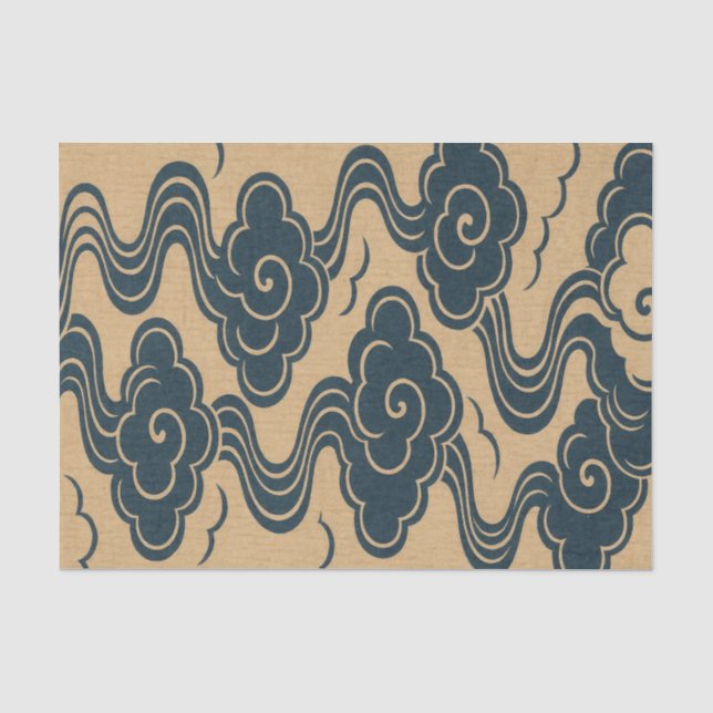TISSUE PAPER WITH JAPANESE CLOUD PATTERN IN BLUE (Front)