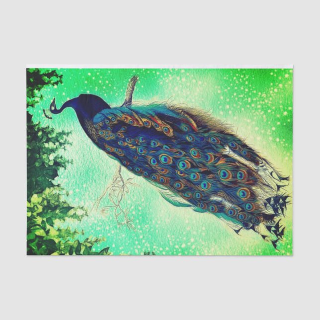 Tissue Paper with Vintage Peacock (Front)
