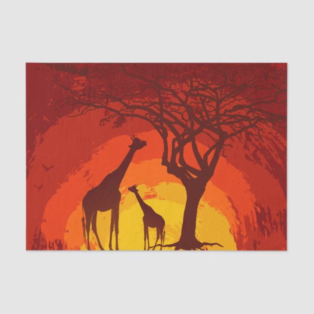 Tissue Paper Wrapping African Safari Giraffe Sun (Front)