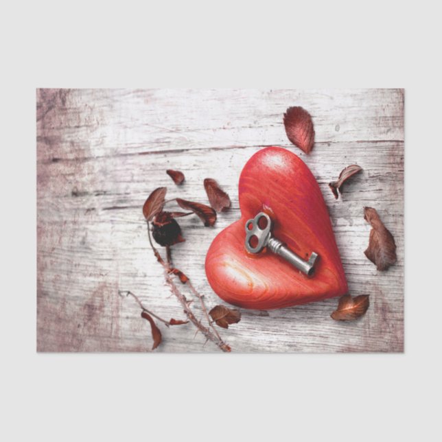 Tissue Paper Wrapping Country Wood Key to my Heart (Front)