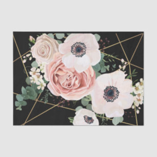 Tissue Paper Wrapping Geometric Garden Rose Black