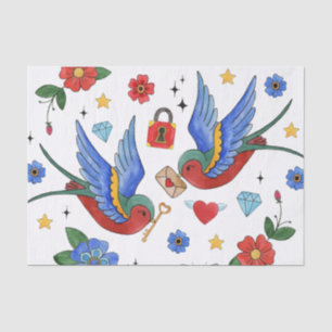 Tissue Paper Wrapping Traditional Bird Tattoo Spar